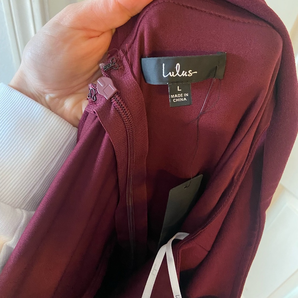 Lulu's Strapless Burgundy Gown - Picture 8 of 9
